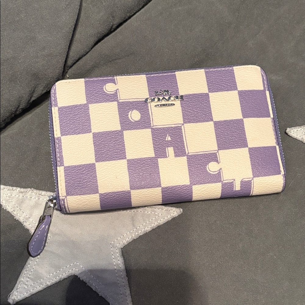 Coach Lavender and Cream Checkered Wallet